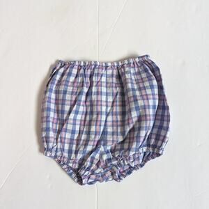 Red Beans Boutique Diaper Cover Girls 3 Blue Plaid Shorts